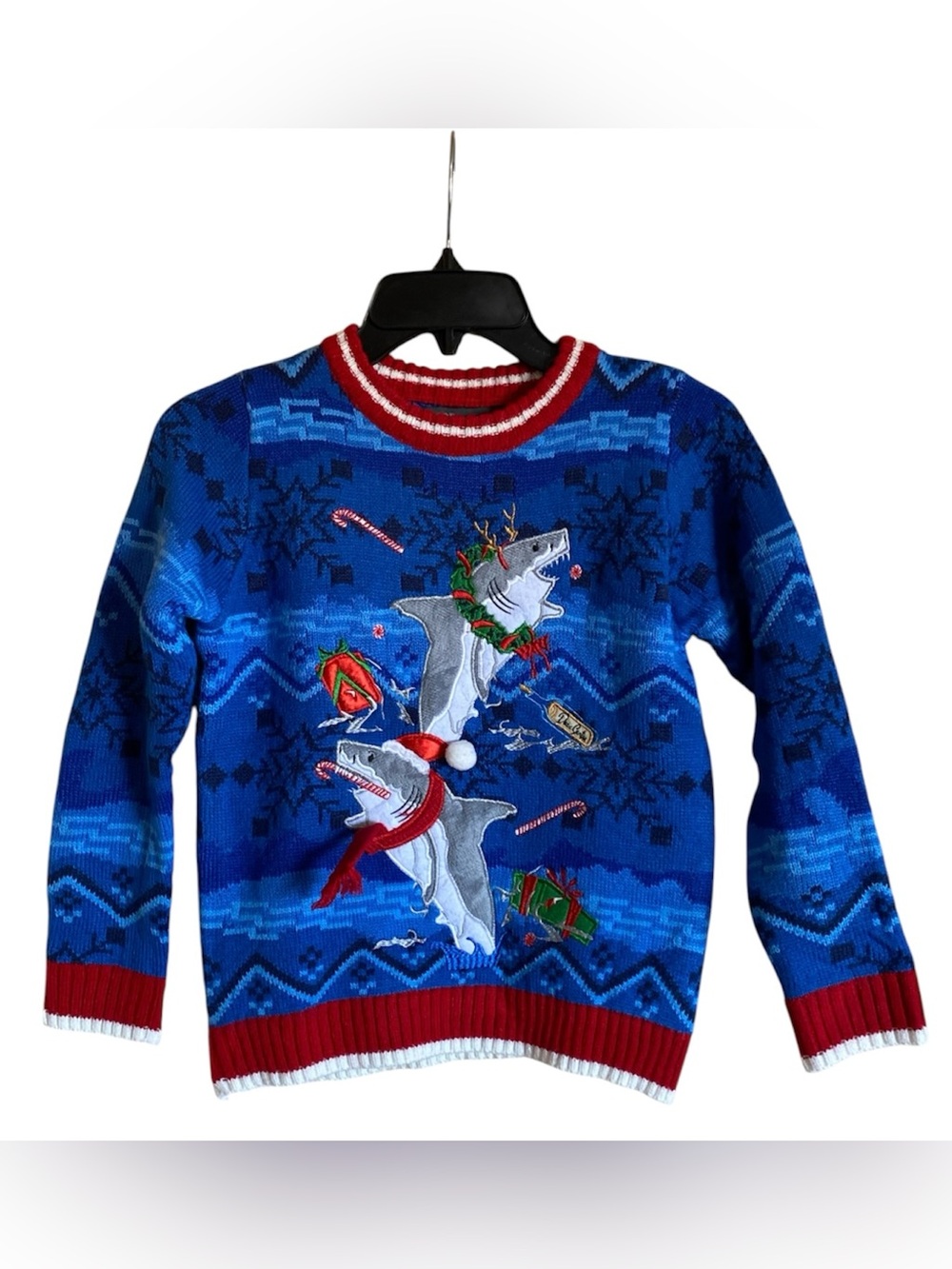 Boys 33 Degrees Ugly Christmas Sweater Sharks 6 NWT